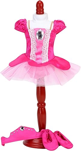 Sophia's Disfraz de recital de ballet con zapatillas de lazo para muñecas de 14.5 pulgadas, rosa intenso