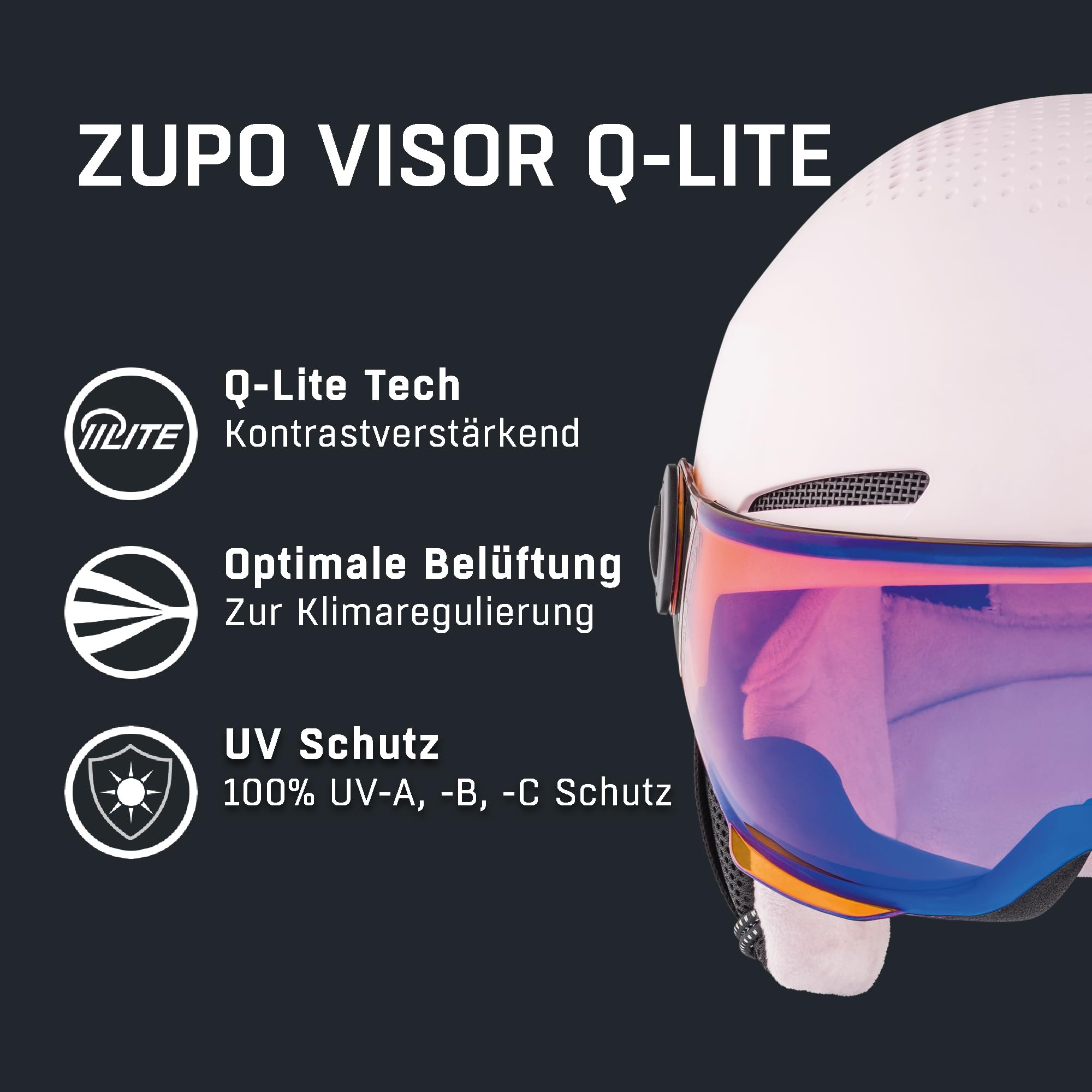 ALPINA ZUPO Visor Q-LITE - hochwertiger & sicherer Skihelm für Kinder, mit abnehmbaren Ohrenpolstern, mit kontrastverstärkendem Visier
