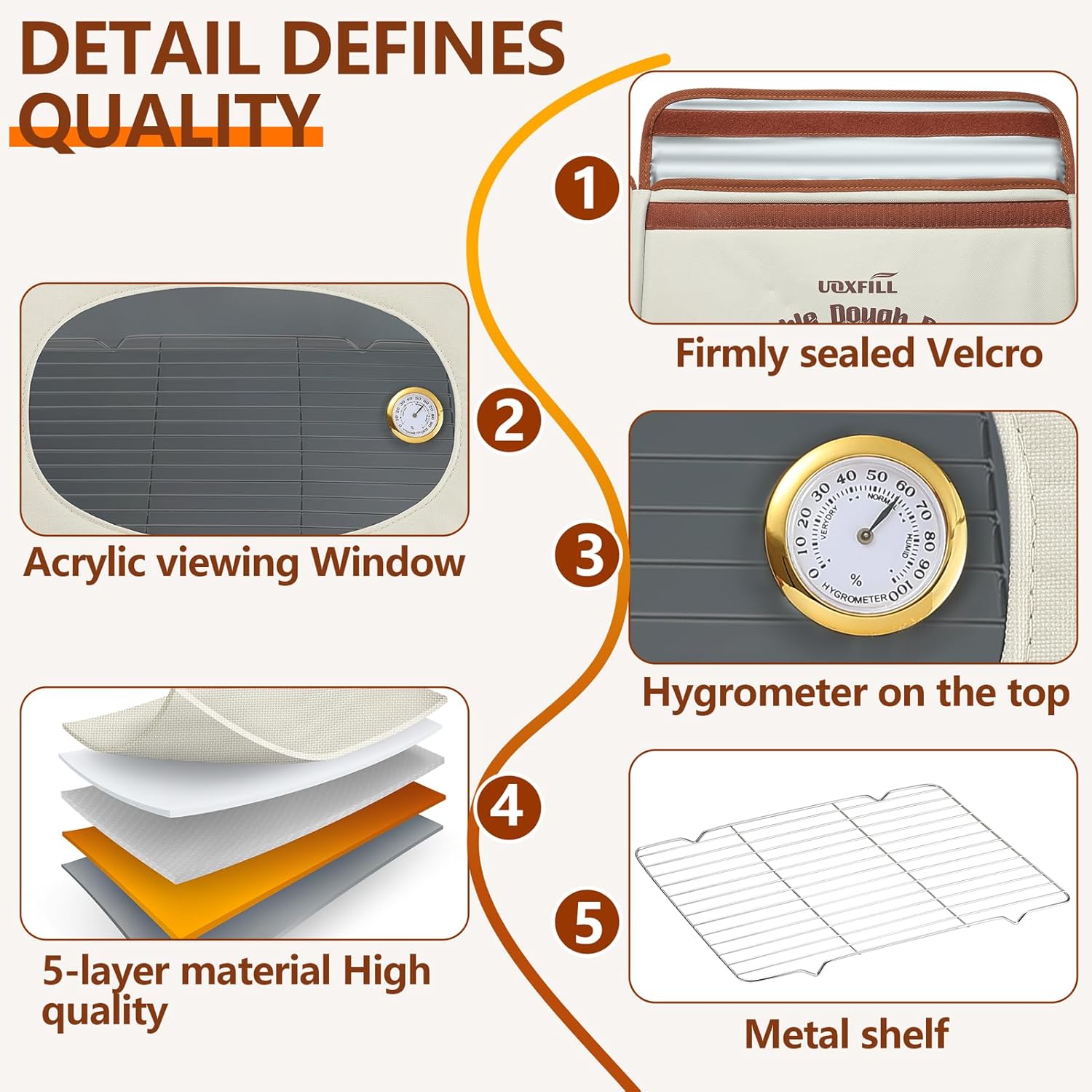 Folding Bread Proofing Box with Temp Control(50-122℉) & 48H Timer, Dough Proofer with Metal Rack, Proofing Box for Sourdough, Bread Baking, Pizza, Yogurt, Kombucha, Space-Saving & Easy to Use