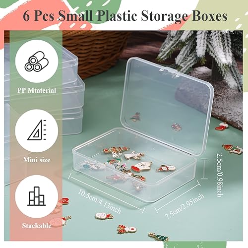 Miniatura 2 de ISKYBOB 6 Paquetes Contenedores de Almacenamiento Pequeños Rectangulares de Plástico Transparente Caja Estuche con Tapa con Bisagras Organizador de