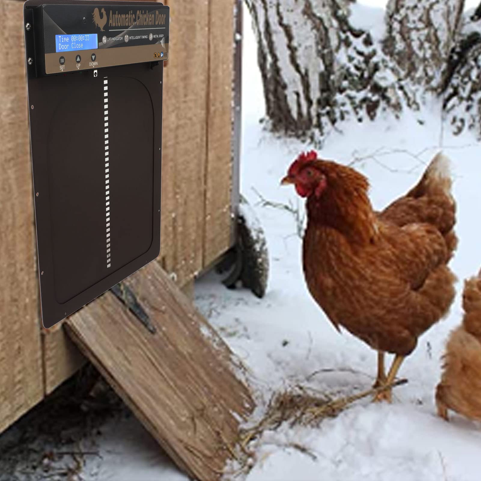 Porta automatica per pollaio 3 in 1, apriporta automatico per pollaio con sensore di luce e timer, telecomando, porta elettrica per pollaio, porta in metallo per pollaio per polli, anatre, oche (UK)