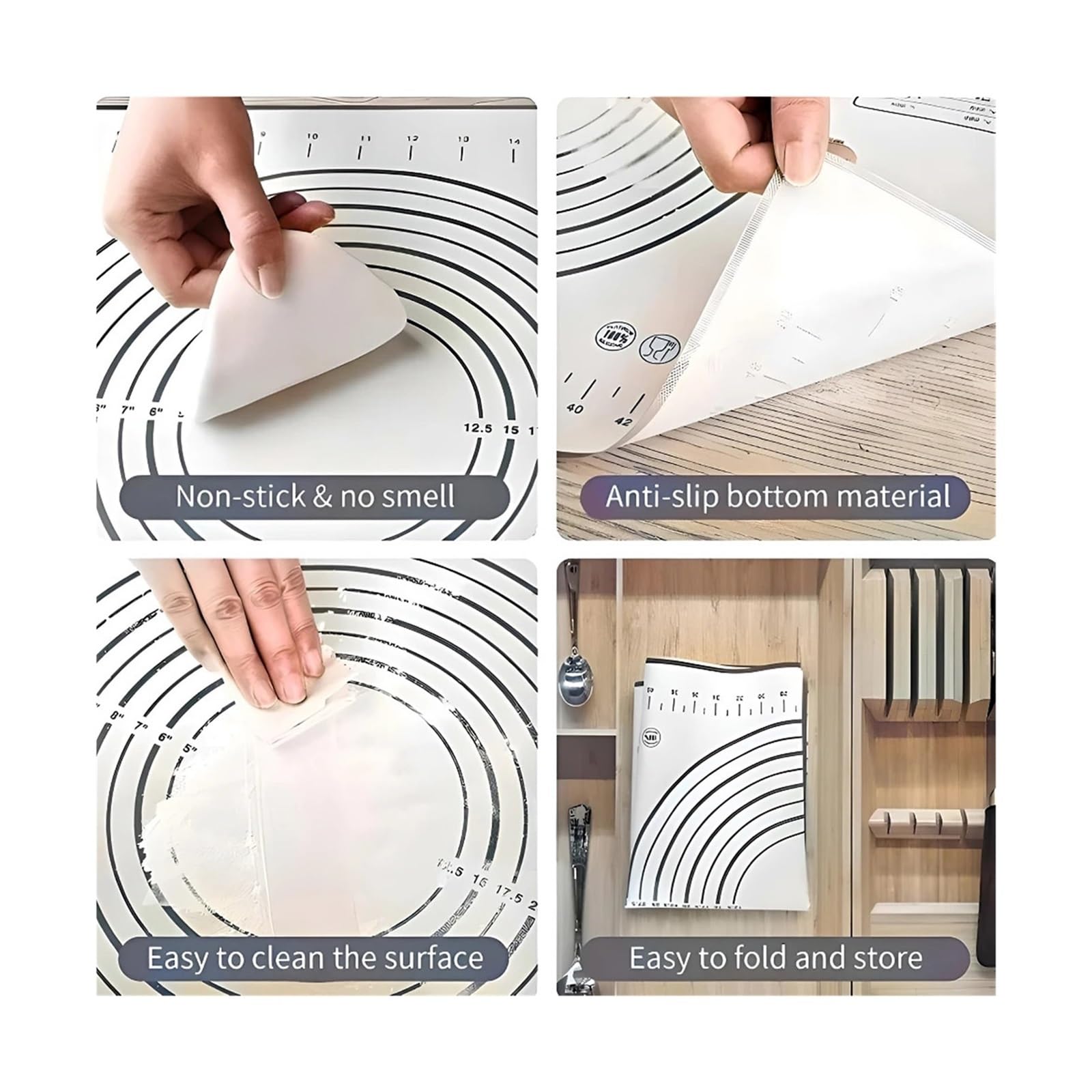 Compatible Con Cocina, 3 Uds., Alfombrilla For Hornear Y Amasar Masa(50x70cm)