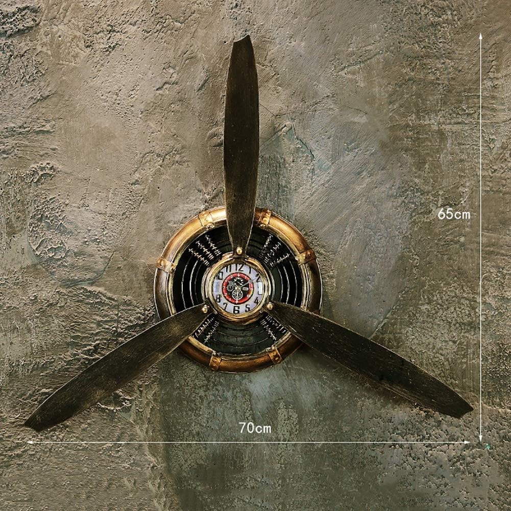 QBDS Industrial Wind Loft Retro Wrought Iron Propeller Model Wall Decoration Wall Clock, Bar Cafe Home Decor Creative Wall Decoration Decorative pendant (Color : A)