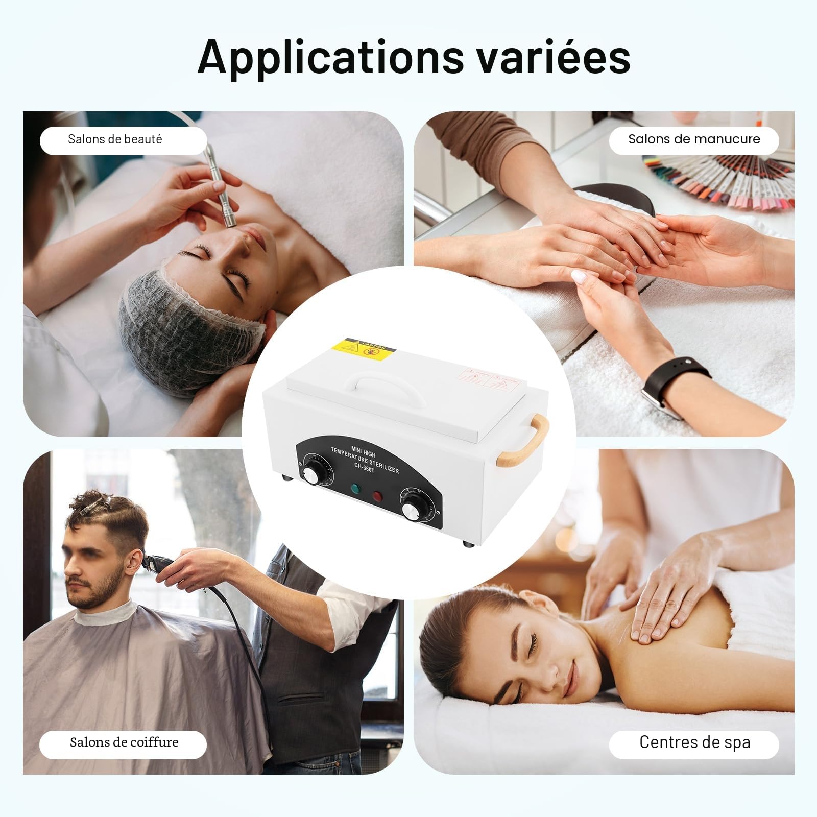MINRS - Stérilisateur à air chaud - 300 W - 220 °C - Haute température - Chaleur sèche - Stérilisateur avec minuteur réglable - Pour outils à ongles, outils cosmétiques, soins des pieds, salon de