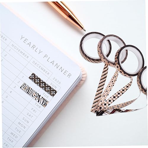 Miniatura 7 de SEWACC 20 rollos de cinta de bolsillo para decoración de flores, decoración de boda, pegatinas japonesas, cinta washi con tema negro y dorado, cinta