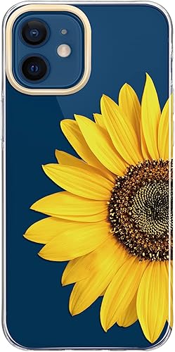 BAISRKE Funda para iPhone 12 Mini, con flores, para mujeres femeninas, a prueba de golpes, transparente con patrón floral, cubierta trasera dura