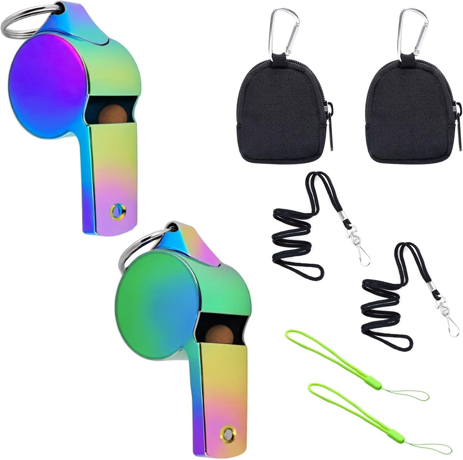2 Sets Whistle for Coaches Sports Referee Whistle for Teachers Sports Emergency Whistle Survival Loud with Lanyard Includes Storage Pouch
