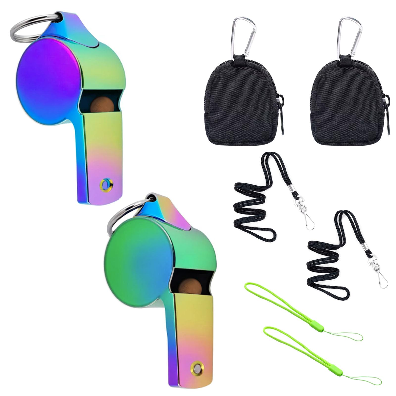 2 Sets Whistle for Coaches Sports Referee Whistle for Teachers Sports Emergency Whistle Survival Loud with Lanyard Includes Storage Pouch