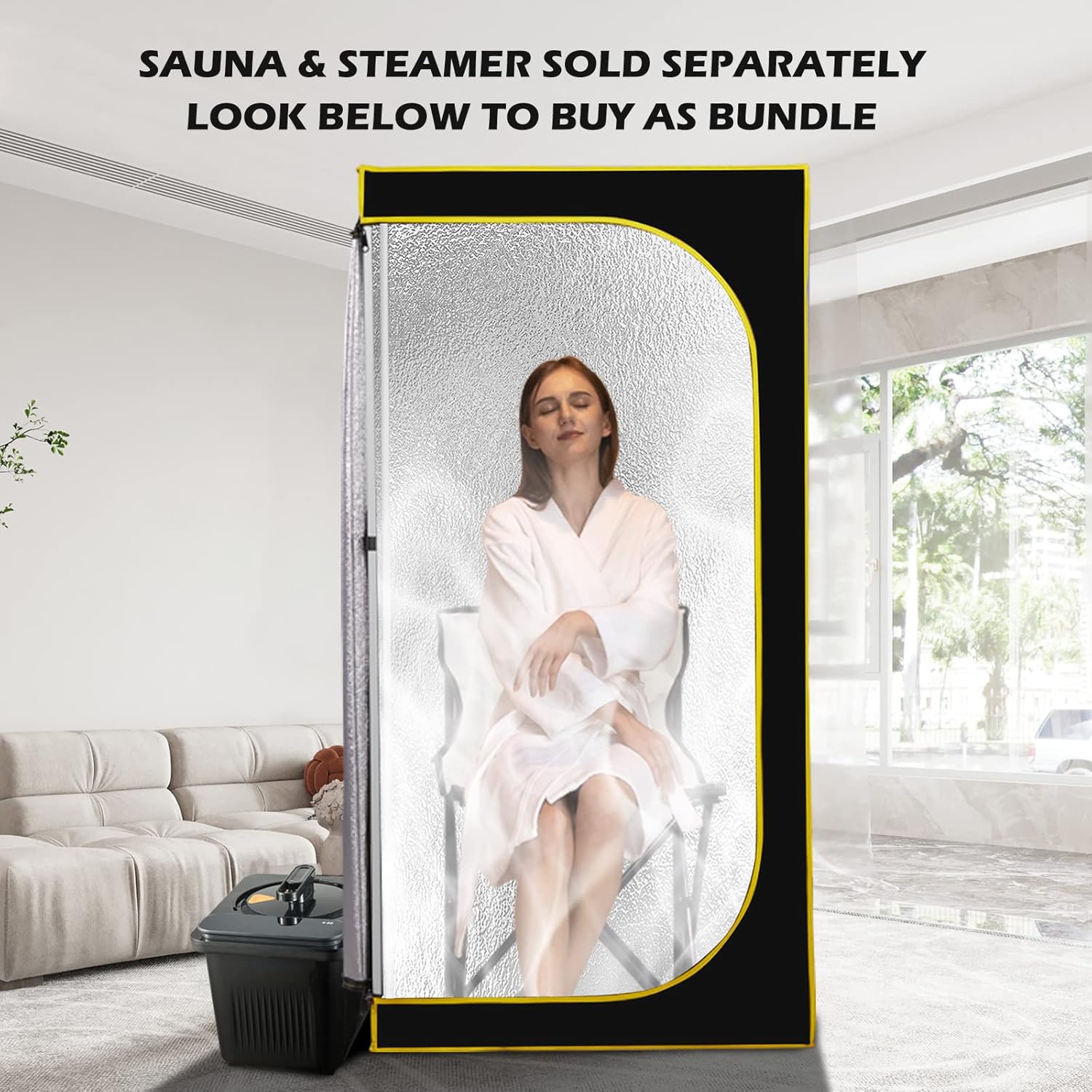 Portable Sauna Tent for Home Spa, Single Person Sauna for Relaxation, Lightweight Foldable Saunas for Detox (Without Steamer, 33.8" x 33.8" x 65.7")