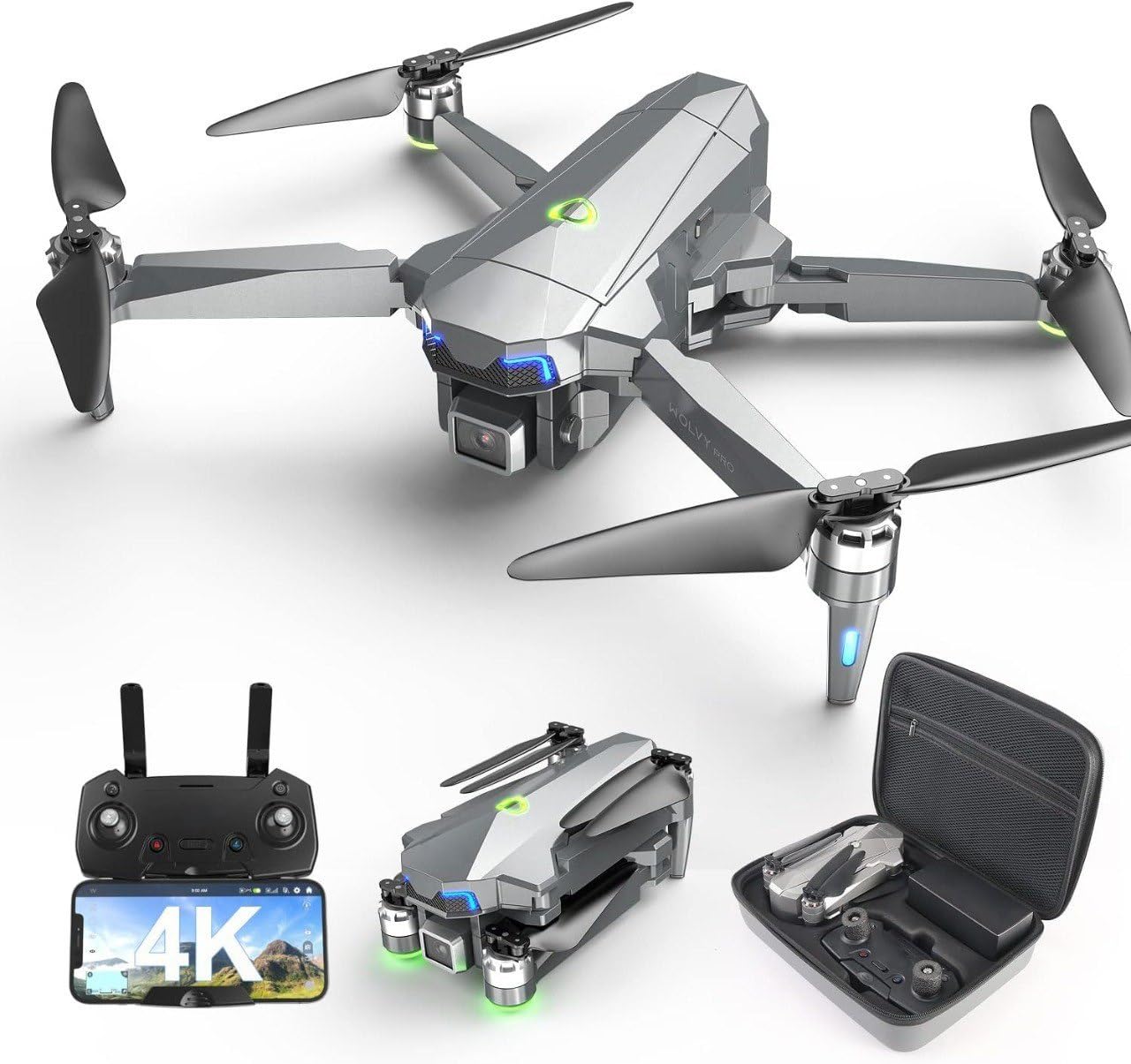 Blaze Cloud Drones with Camera for Adults 4k EIS Camera, 1-Axis Gimbal GPS Drone with Brushless Motor, 60Mins Flight Time, 5G Wi-Fi Transmission, Follow Me, Smart Return Home, 4K Drone with Carrying