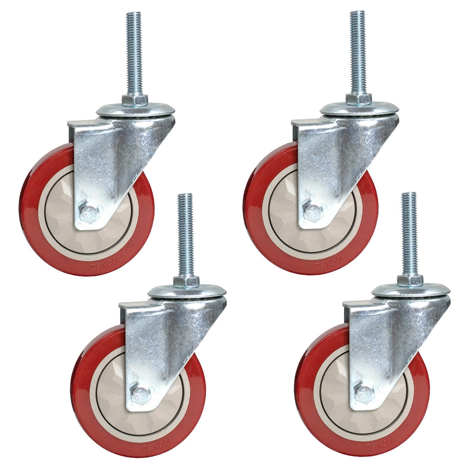 Roulettes pivotantes en PVC M12, roues d'établi robustes à double roulement