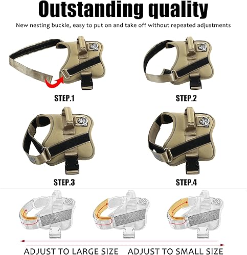 Miniatura 55 de Bolux - Arnés para perro, reflejante y transpirable, ajustable, con asa, para sacarlo a pasear, no más tirones ni asfixia (amarillo militar, talla L)