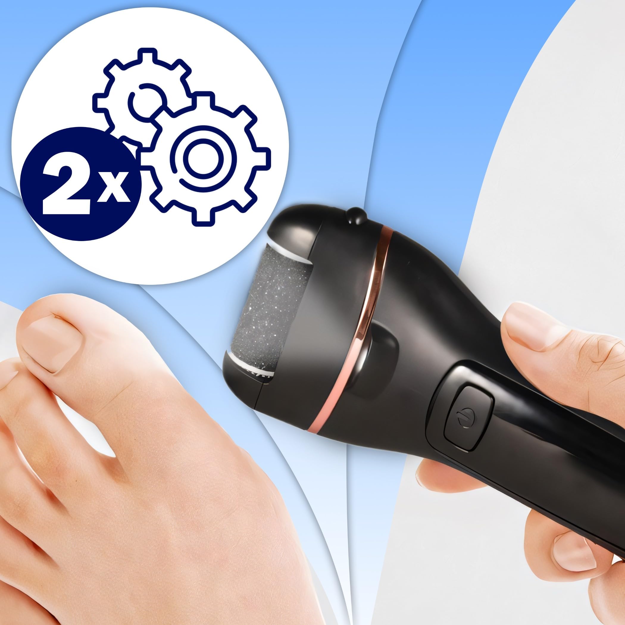 Retoo Elektryczny przyrząd do usuwania zrogowaciałego naskórka, z 3 wymiennymi głowicami i 2 prędkościami, bezprzewodowy zestaw do pedicure, wodoszczelny przyrząd do usuwania kalusów, do popękanych