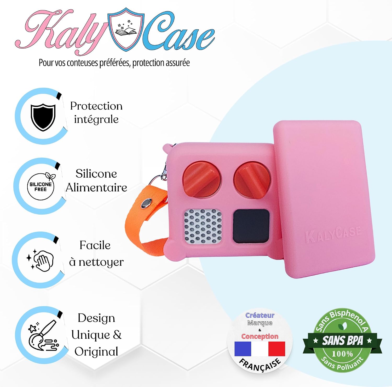 Protective Case Compatible YOTO Mini Storyteller/Silicone Cover + Card Pouch + Shoulder Strap / (Pink) image 4