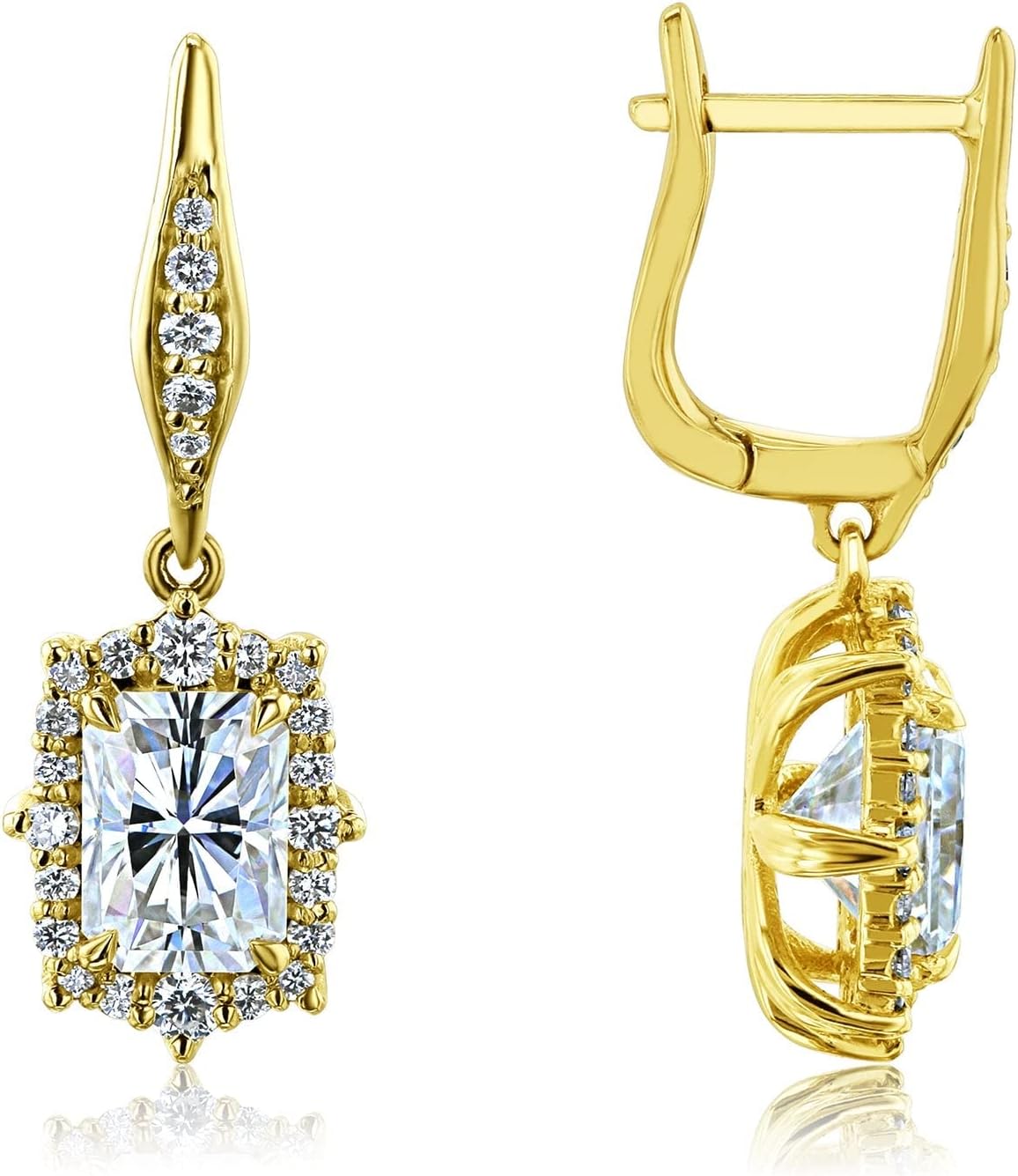 Kobelli Lab Grown Diamond Radiant Cut Moissanite (DEF/VS) Raina Earrings 14K Gold