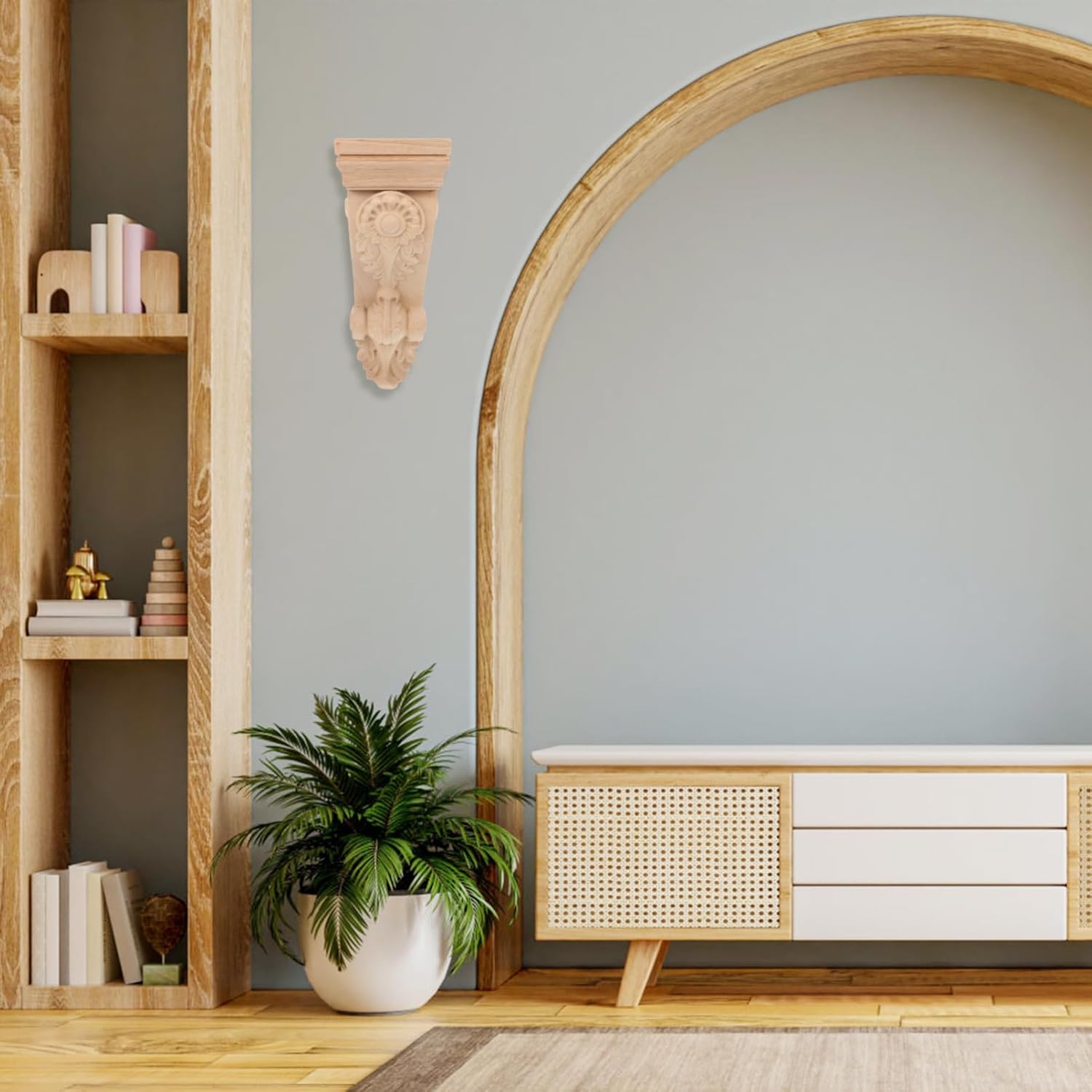 BESTonZON 5pcs Decorative Solid Wood Corner Moulding Trim for Living European Style Carved Wood Corbels for Home Decor Sturdy and Timeless Design