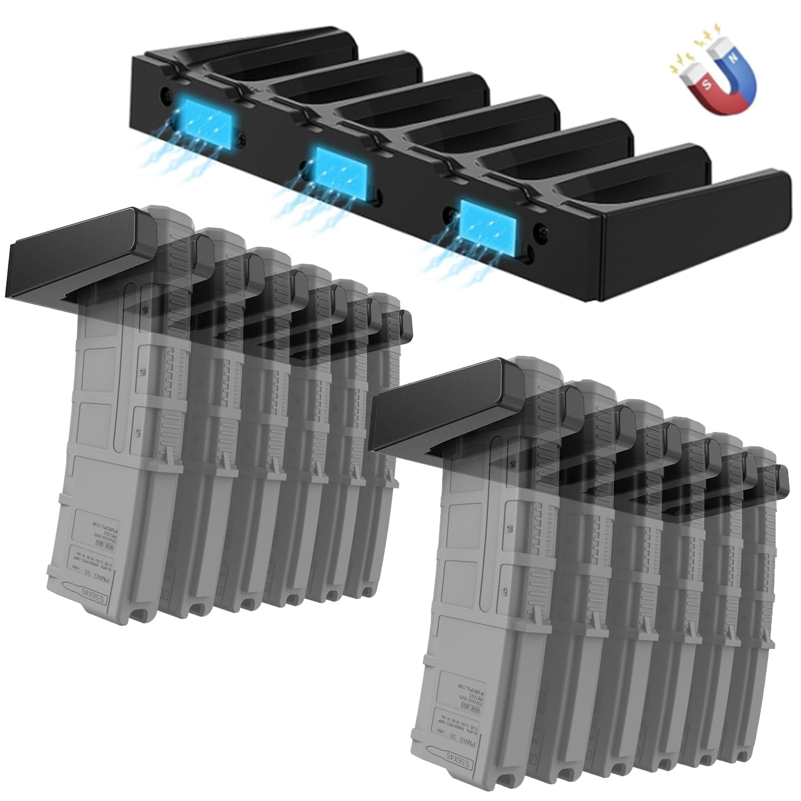ABS Magazine Holder, Ar Magazine Holder for Gun Safe, Mag Storage Rack for Pmag, Glock, Amend 2, Hexmags, Mftmags, Magpulmag