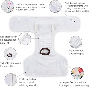 CuteBone Washable Female Dog Diapers 4 Pack Reusable Doggie Heat Diapers for Period FMG01XL