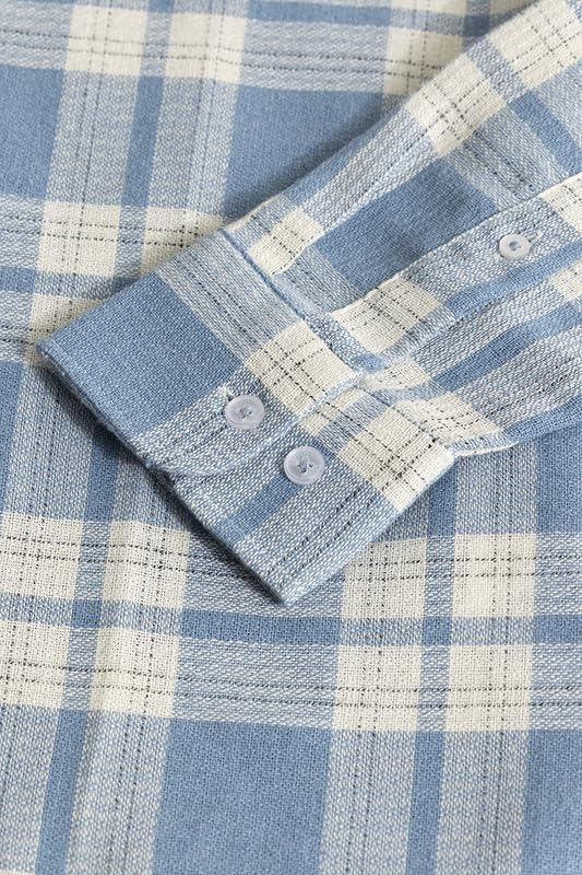 Image of SNITCH Men's Checks Shirts | College Wear| Casual Wear Streetwear Style | Cotton Button Down Full Sleeve Slim Fit Blue
