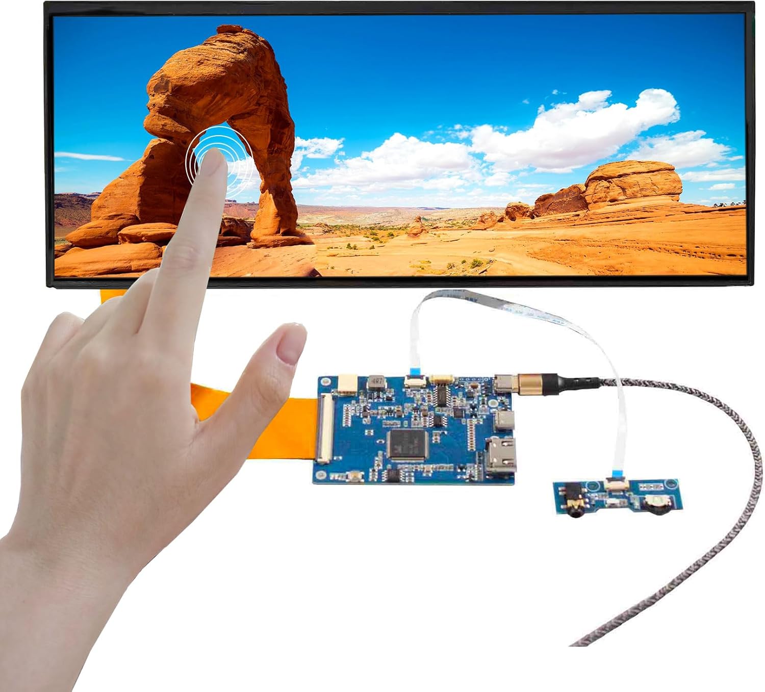 12.3 inch 1920x720 400nit IPS Wide LCD Touchscreen and USB C LVDs Controller Board 70pins