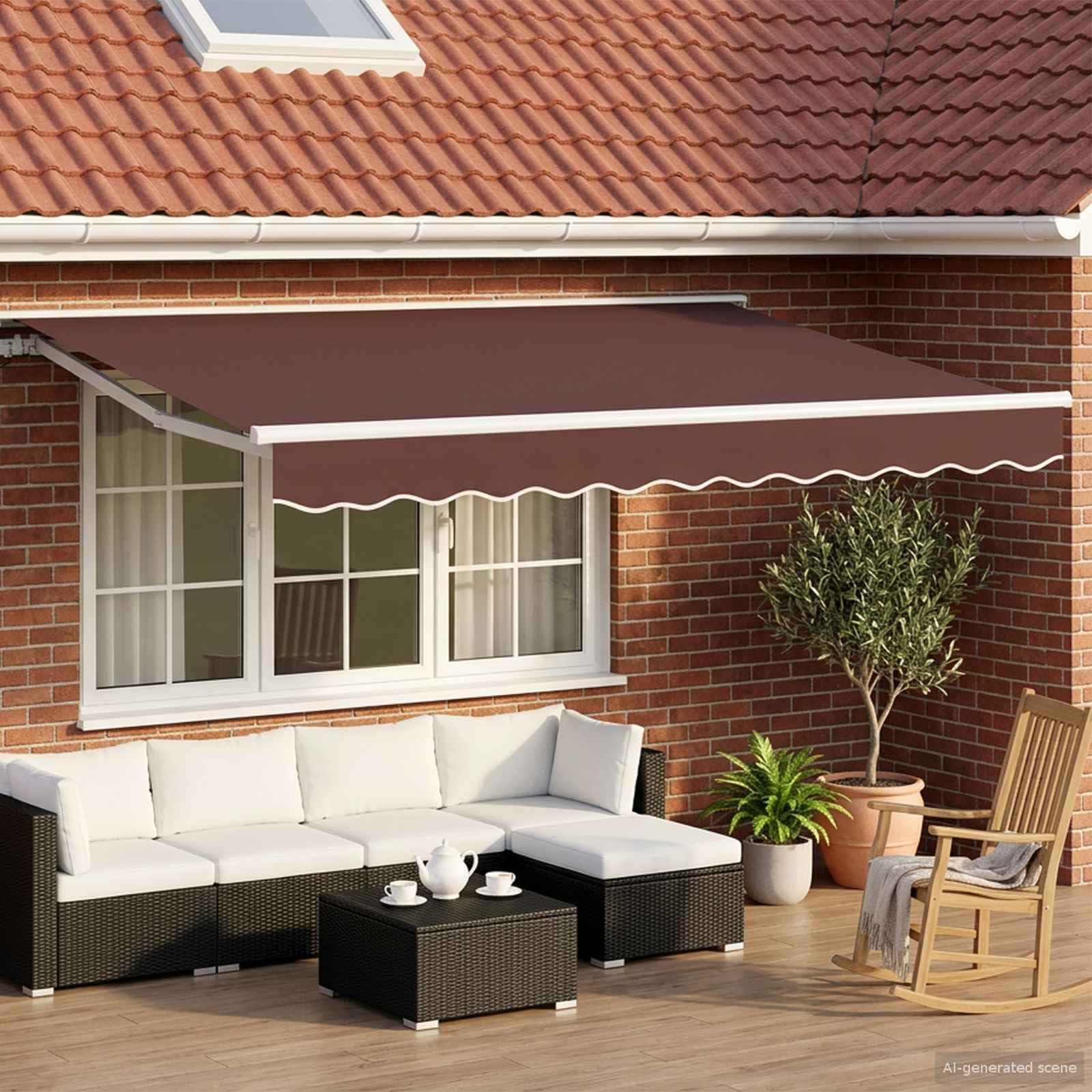 Tenda da Sole Elettrica, Poliestere, Marrone e Bianco, 3.5 x 2.5 m