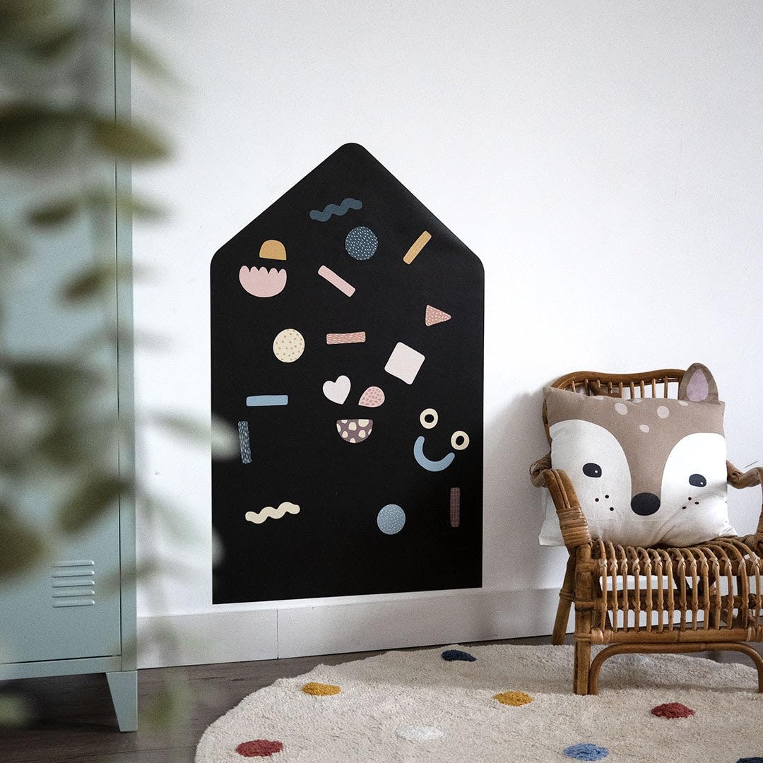 FERFLEX - tableau magnetique enfant - Maison - deco murale avec bande magnetique adhesive repositionnable - vendu avec un jeu de formes géométrique - 57,6x91,9 cm