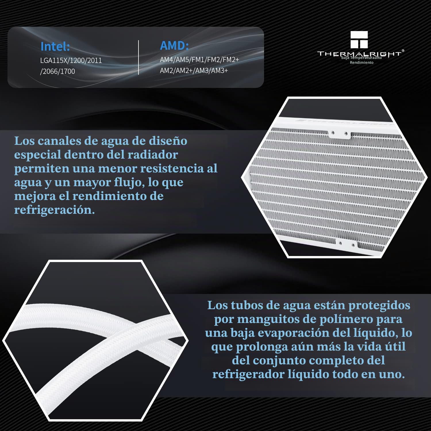 Thermalright Frozen Notte 240 WHITE ARGB V2 refrigerador de CPU para refrigeración por agua, doble ventilador PWM,apto para AM/AM4 AM5, Intel LGA 1700/1851/1150/1151/1200/2011