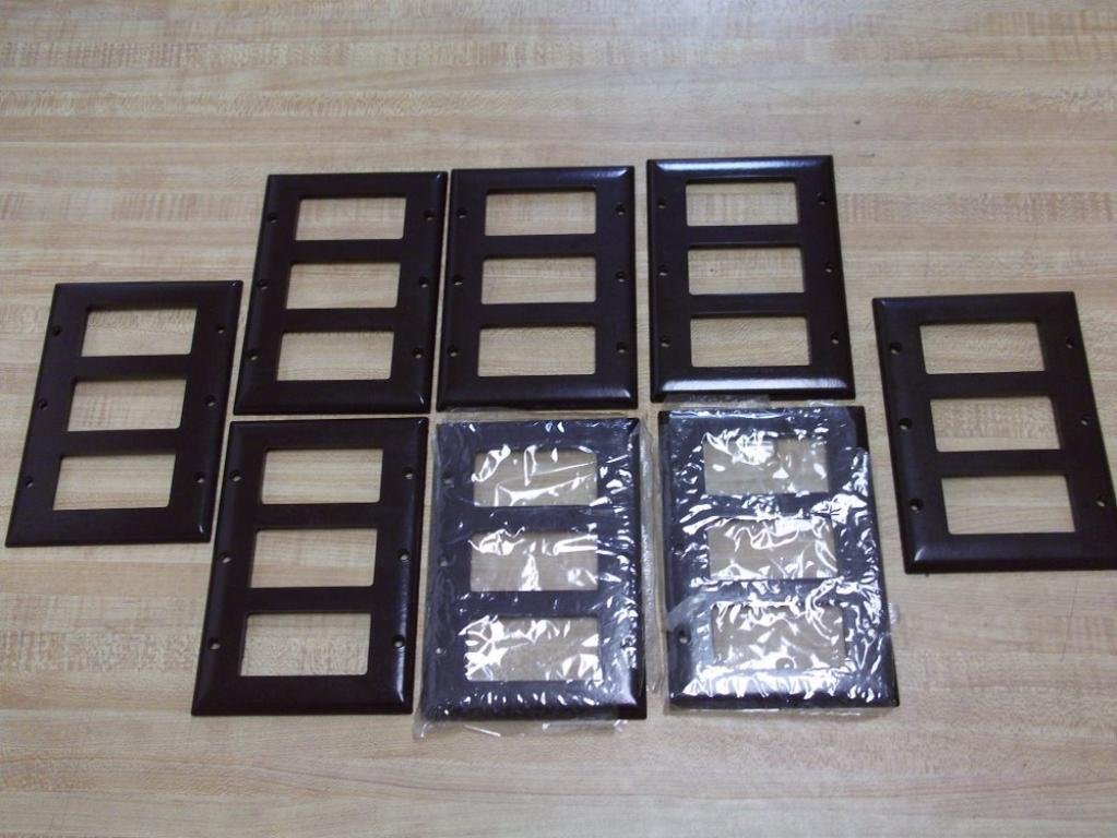 Brown 3 Gang Wall Plate Electrical Pack of 8