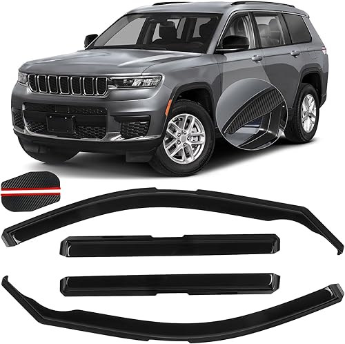Protectores de lluvia in Channel para Jeep Grand Cherokee L 2021, 2022, 2023, 2024, 2025, deflectores de viento laterales duraderos, viseras de