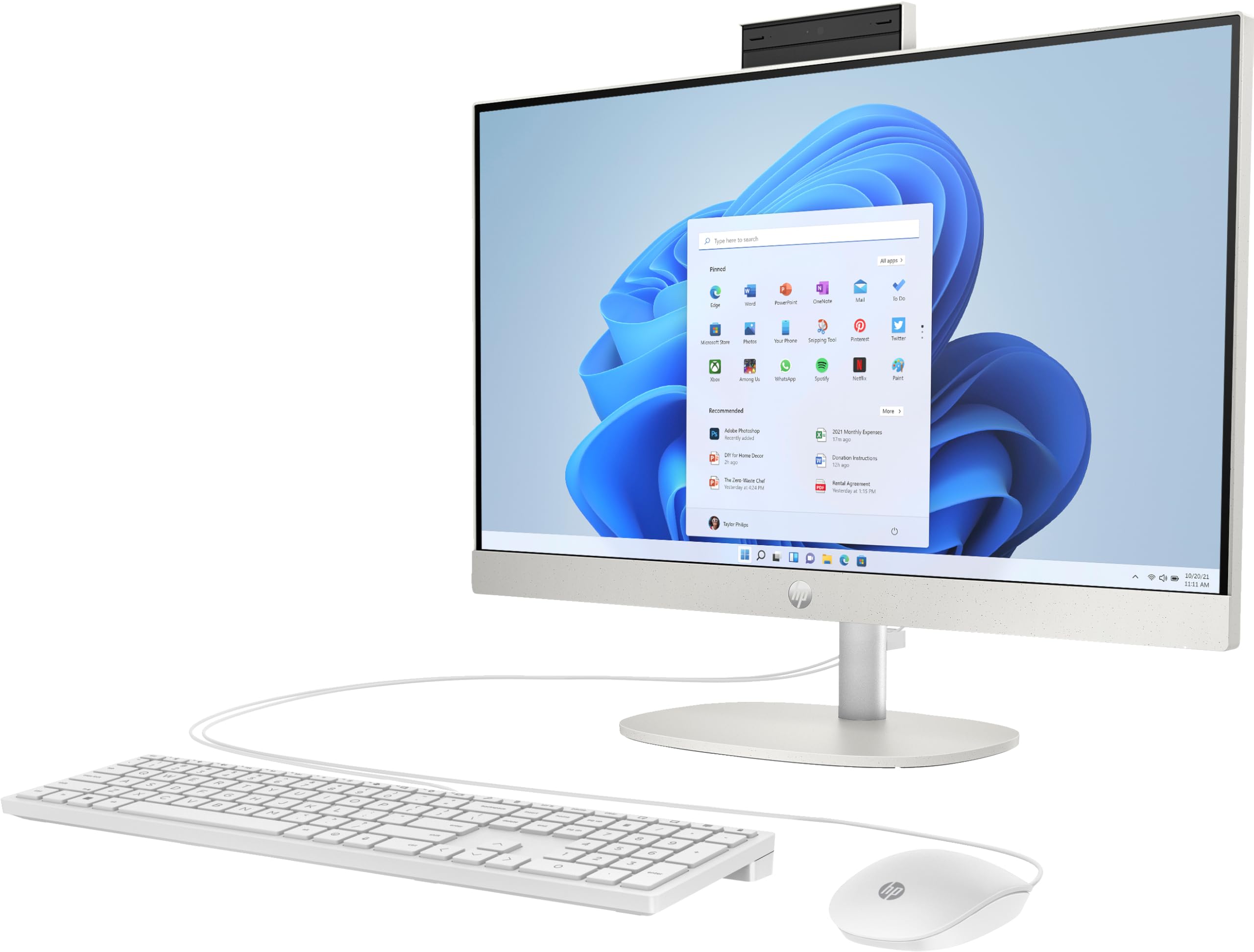 HP 27-cr0007sl All-in-One, Desktop, AMD RYZEN 7 7730U, 16 GB RAM DDR4, 512 GB SSD NVMe, AMD Radeon integriert, 27 Zoll FHD IPS, integriertes Audio mit 2 W, Webcam, Windows 11, kein Touch, Weiß