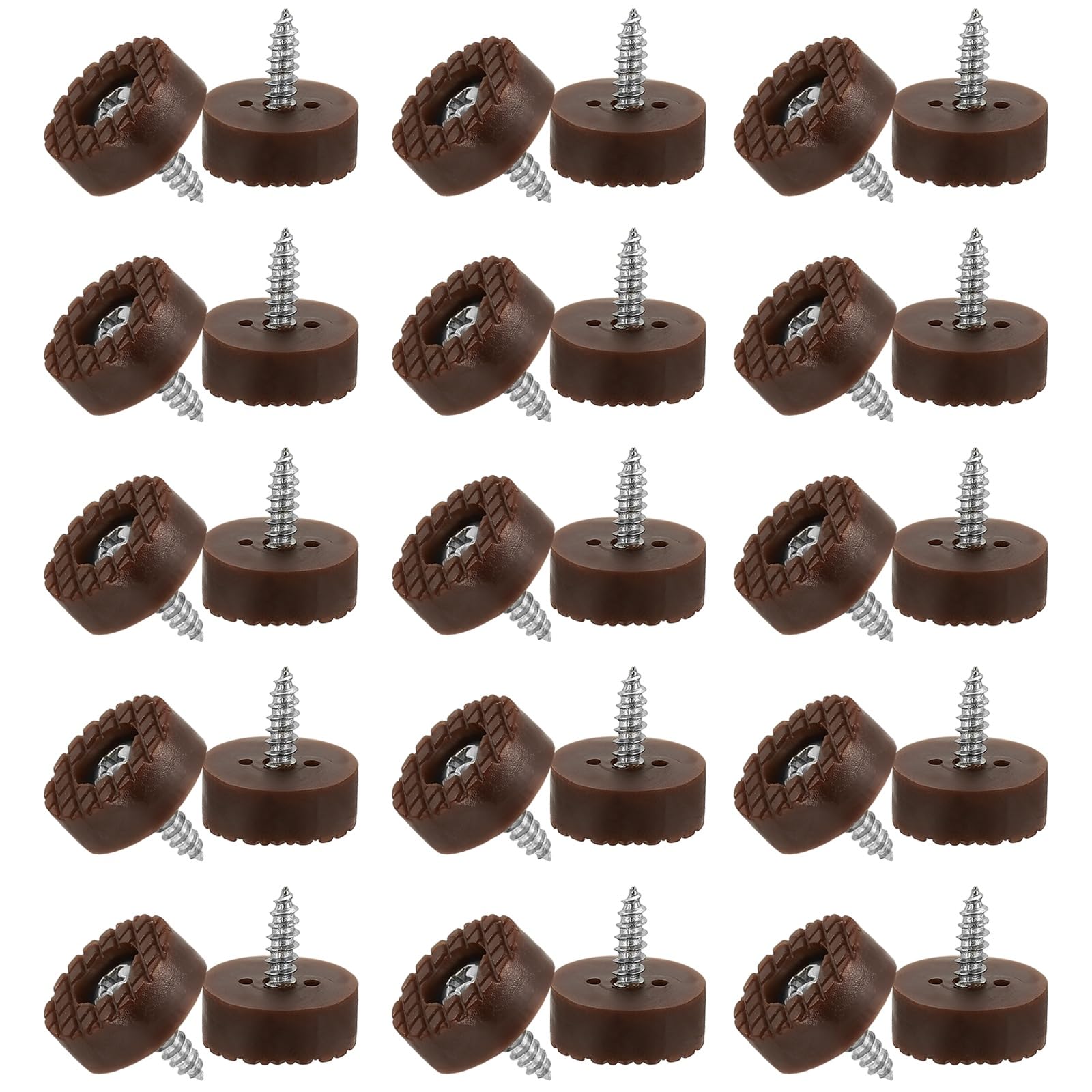 PATIKIL 18mm Screw-On Rubber Feet for Furniture 60 Pcs Non Slip Furniture Pads Chair Glides Table Leg Protectors for Hardwood Floor Cutting Board Electronics Brown