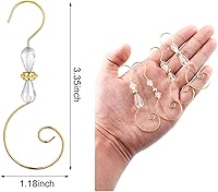 Vista 2 de Ripeng Gancho decorativo de alambre acrílico para colgar árboles, decoración del hogar, 4 estilos (gancho dorado, cuentas transparentes, 72 piezas)