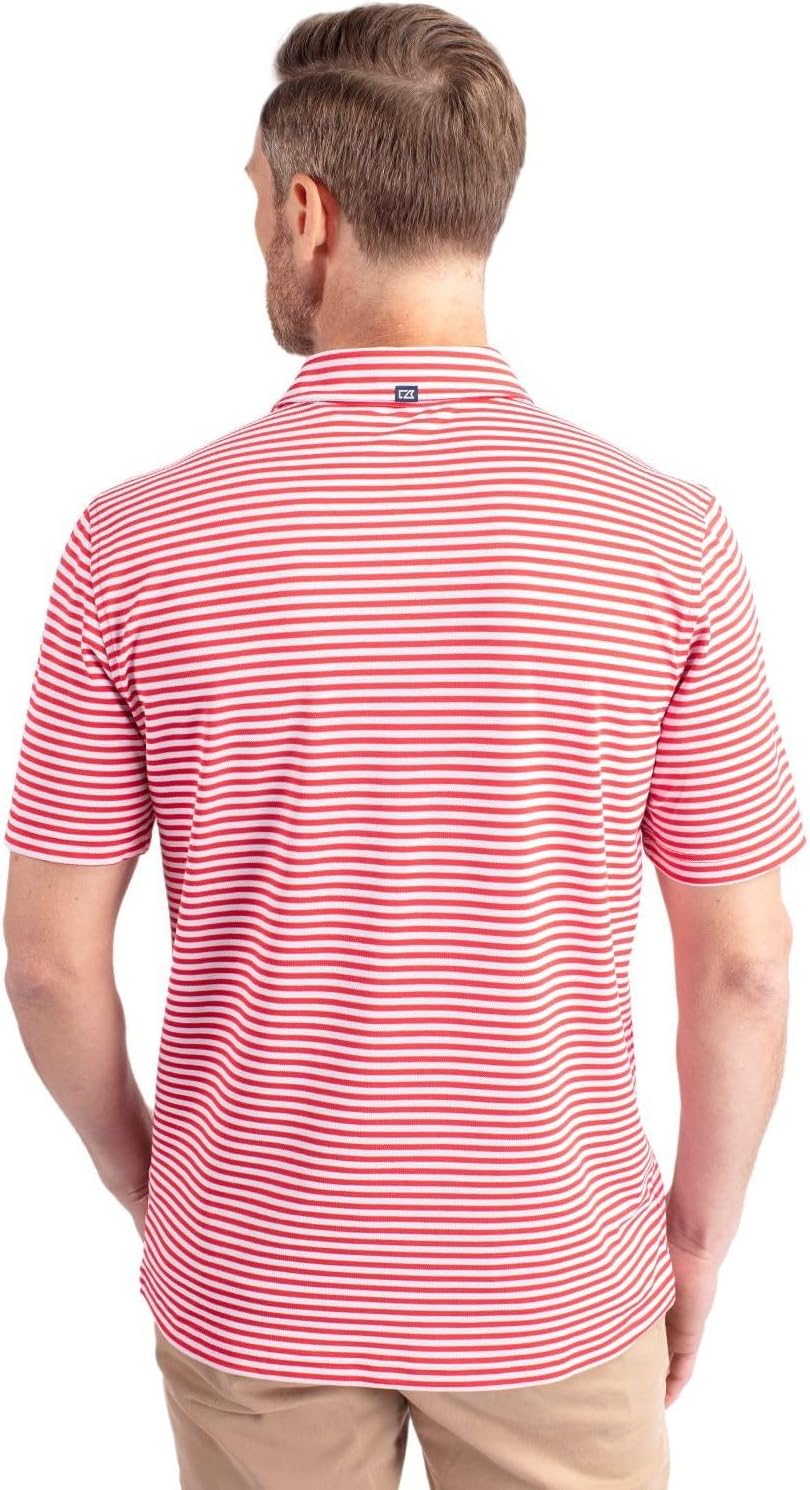 Cutter & Buck Mens Short Sleeve Virtue Eco Pique Stripe Recycled Mens Big and Tall Polo - Image 2