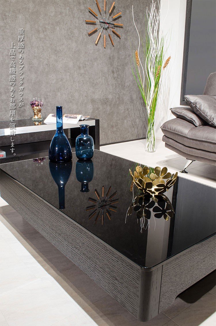 k282a モダンでスタイリッシュな異素材ガラストップテーブル センター
