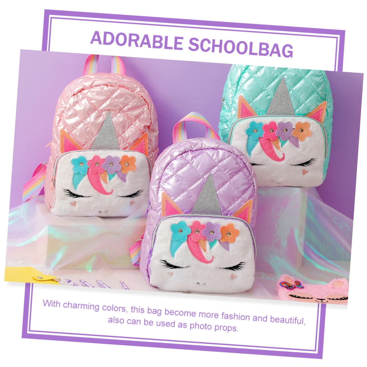 SHERCHPRY Mochila Escolar De Dibujos Animados Mochila De Peluche para Unicornio para Niña Mochila De Unicornio para Bolso De Hombro para Colegio