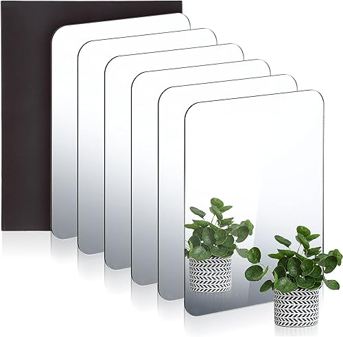 Queekay Espejo de acrílico con esquina redondeada, espejo irrompible, decoración de pared con imán magnético para la escuela, sala de estar,