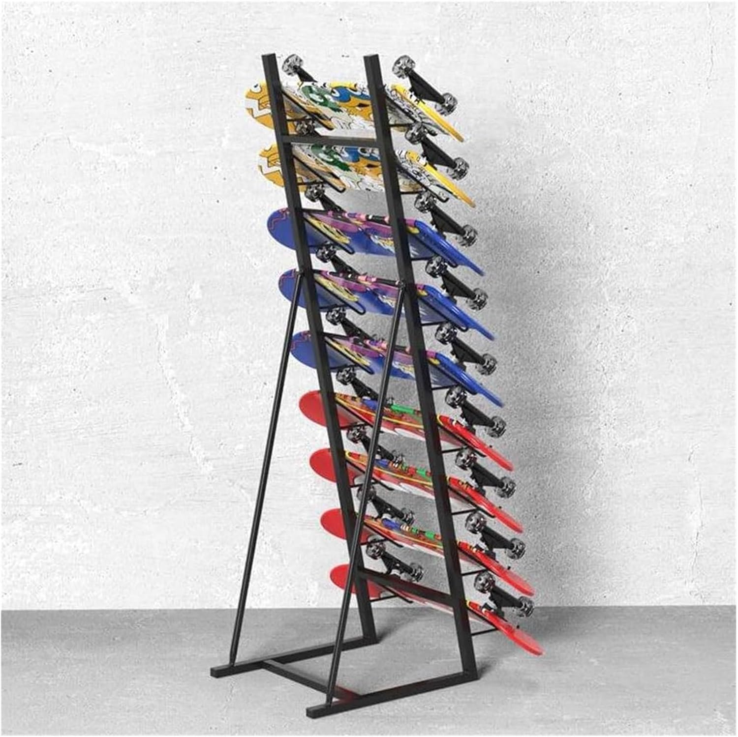 Free Standing,Snowboard Rack, Home Gym Organize Holder Floor-Standing Snowboard Rack Sample Board Display Sports Mat Storage(Black-a,45x47x144cm)