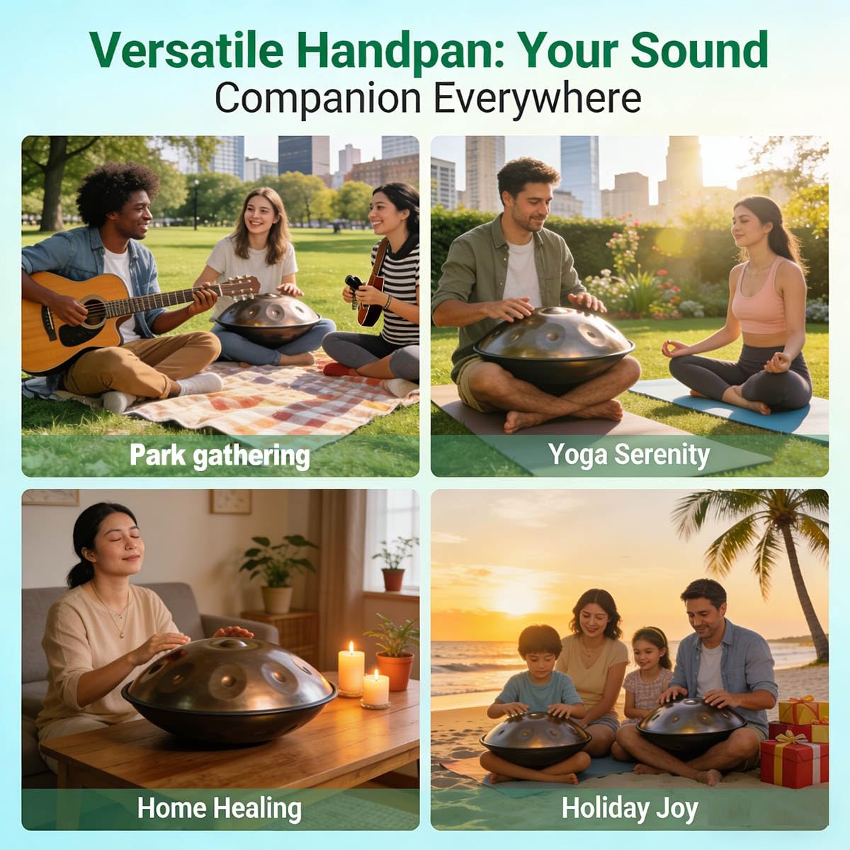 Handtrommel in D-Moll Kurd, 22 Zoll Zungentrommel 432Hz/440Hz, 9/10/12 Noten Handpan-Trommel mit Tragetasche, Harmonic Percussion für Live-Auftritte und Meditation(Goldfarben,440HZ/9Note)