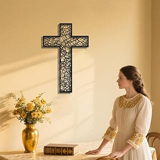 Cross Wall Decor, Crucifix Wall Cross, Elegant Metal Christian Cross Art, Home Decor Wall