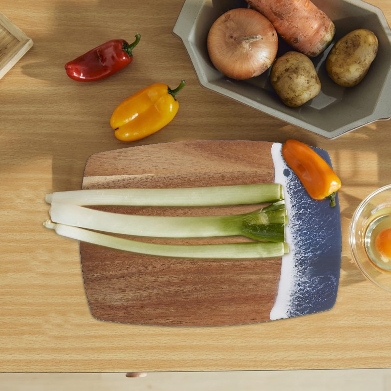 BESTOYARD Tagliere in Legno e Resina Spiccato per Carne Frutta e Verdura Resistente alle Fessure Design Irregolare Adatto per Cucina Domestica e Appassionati di Cucina