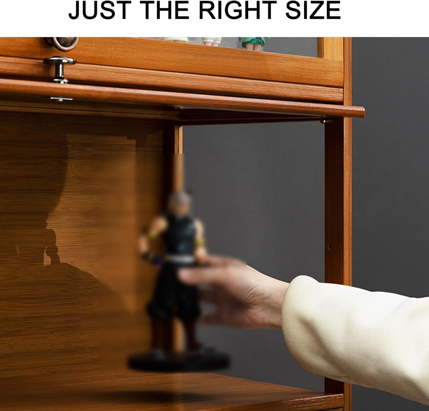 Display Cabinet Toys Display Shelf，Curio Display Cabinet, 5-Tier Storage Shelves with Flip Door, Bamboo Storage Cabinet Or Figures, Curio, Collection Display, for Bedroom/Living Room and STU