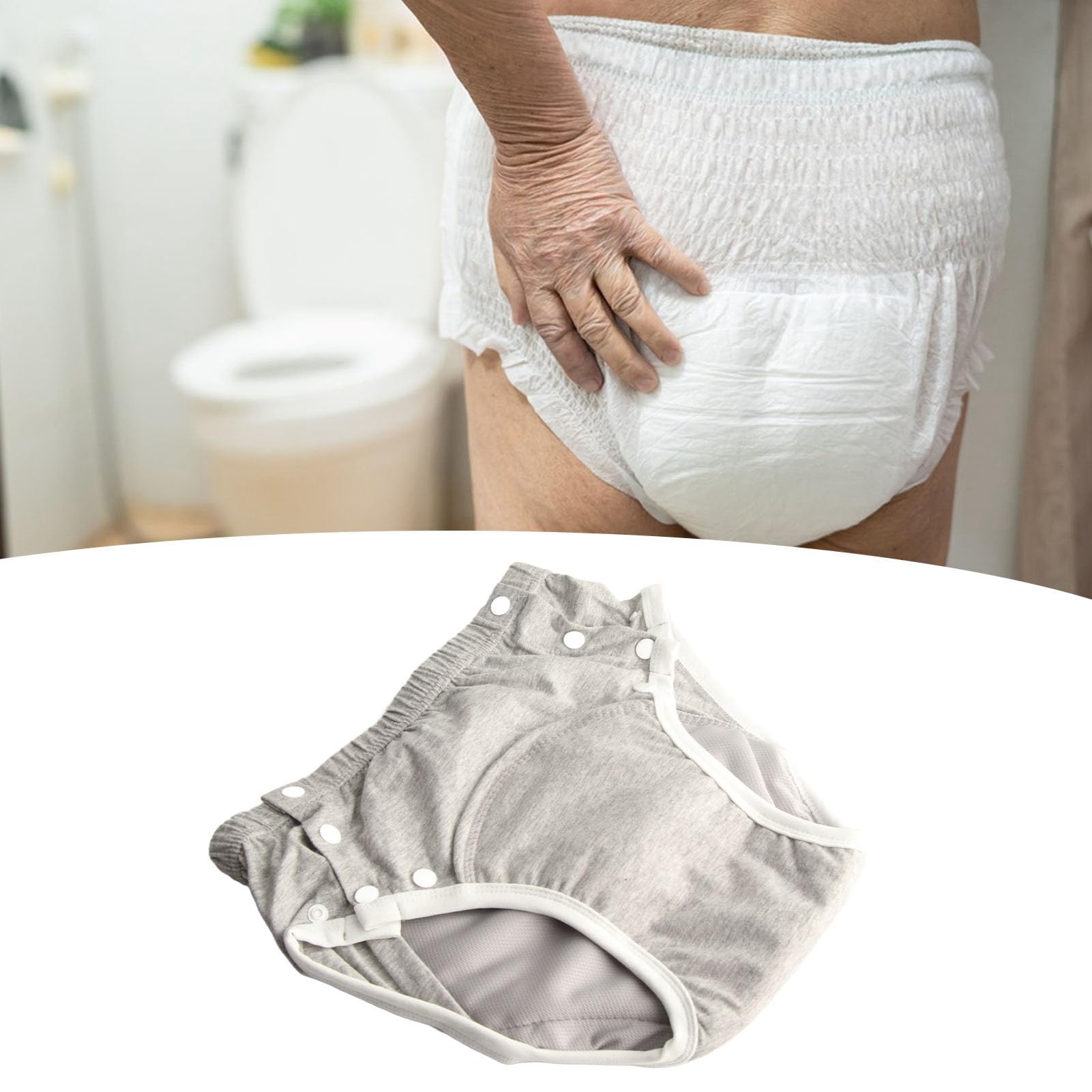 Pannolino Lavabile per Incontinenza Adulta, Cotone, Extra Assorbente, Grigio