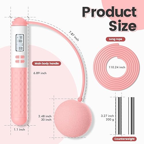 Miniatura 2 de Cordless Weighted Jump Rope with Counter  Adjustable Ropeless Skipping Rope for Fitness, Indoor & Outdoor Jumping Rope for Men Women, Digital