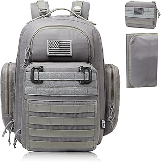 Diaper Bag Backpack for Dad, DBTAC Large Baby Nappy Bag for Men w/Changing Mat, Insulated+Wipe Pockets, Stroller Straps, Grey