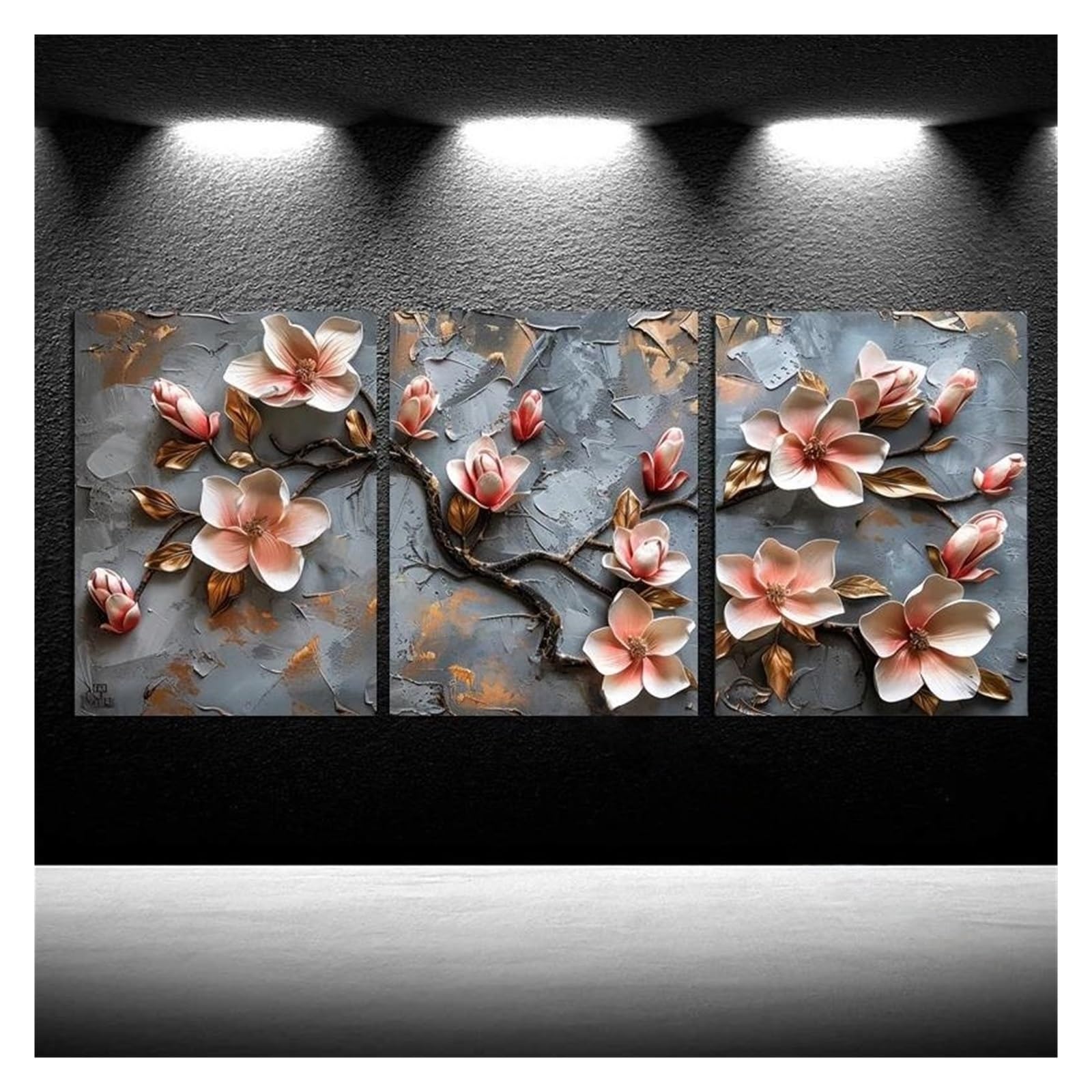 Byambd I Aesthetic Pictures No Frame Poster 3Pcs Magnolia Flowers Canvas Painting Home Decoration,Abstract Blooming Flora Painting(,60X90cm)