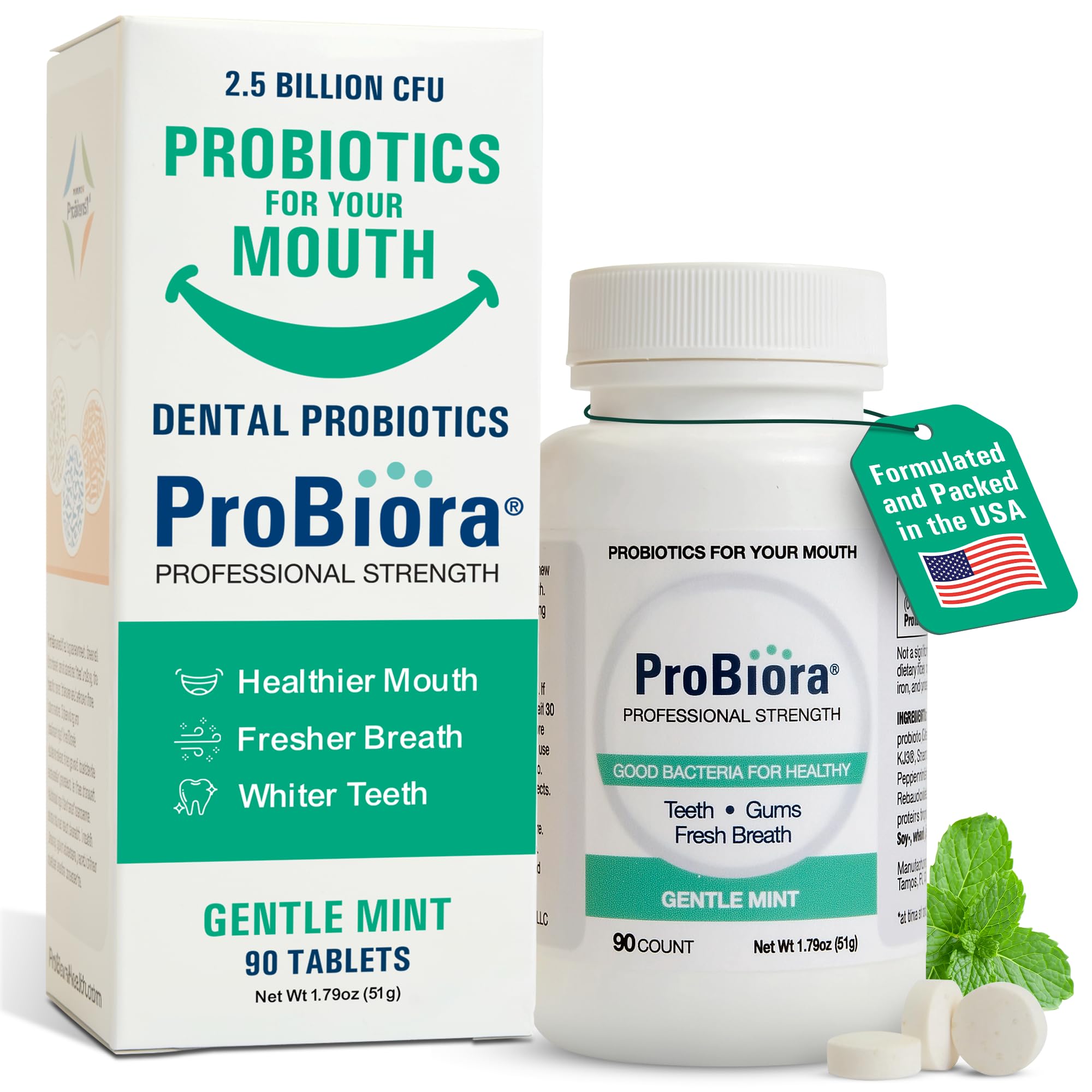 ProBiora Health ProBioraPro (formerly EvoraPro) Oral Probiotic Mints | Support Teeth and Gums | Freshen Breath | Whiten Teeth | 90 Day Supply (90g)