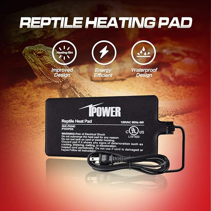 Almohadilla térmica iPower 4W para terrario reptiles, 4x7 pulgadas miniatura 2