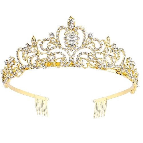 Makone Coronas y tiaras de cristal Queen con diadema de peine para mujeres y niñas, coronas de princesa, accesorios para el cabello para boda, Makone Coronas y tiaras de cristal Queen con diadema de peine para mujeres y niñas, coronas de princesa, accesorios para el cabello para boda,