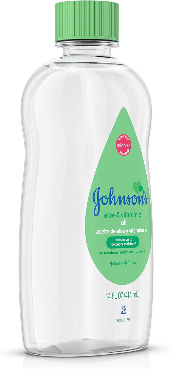 Johnsons Baby Oil Aloe & Vitamin-E 14 Ounce (414ml) (3 Pack)