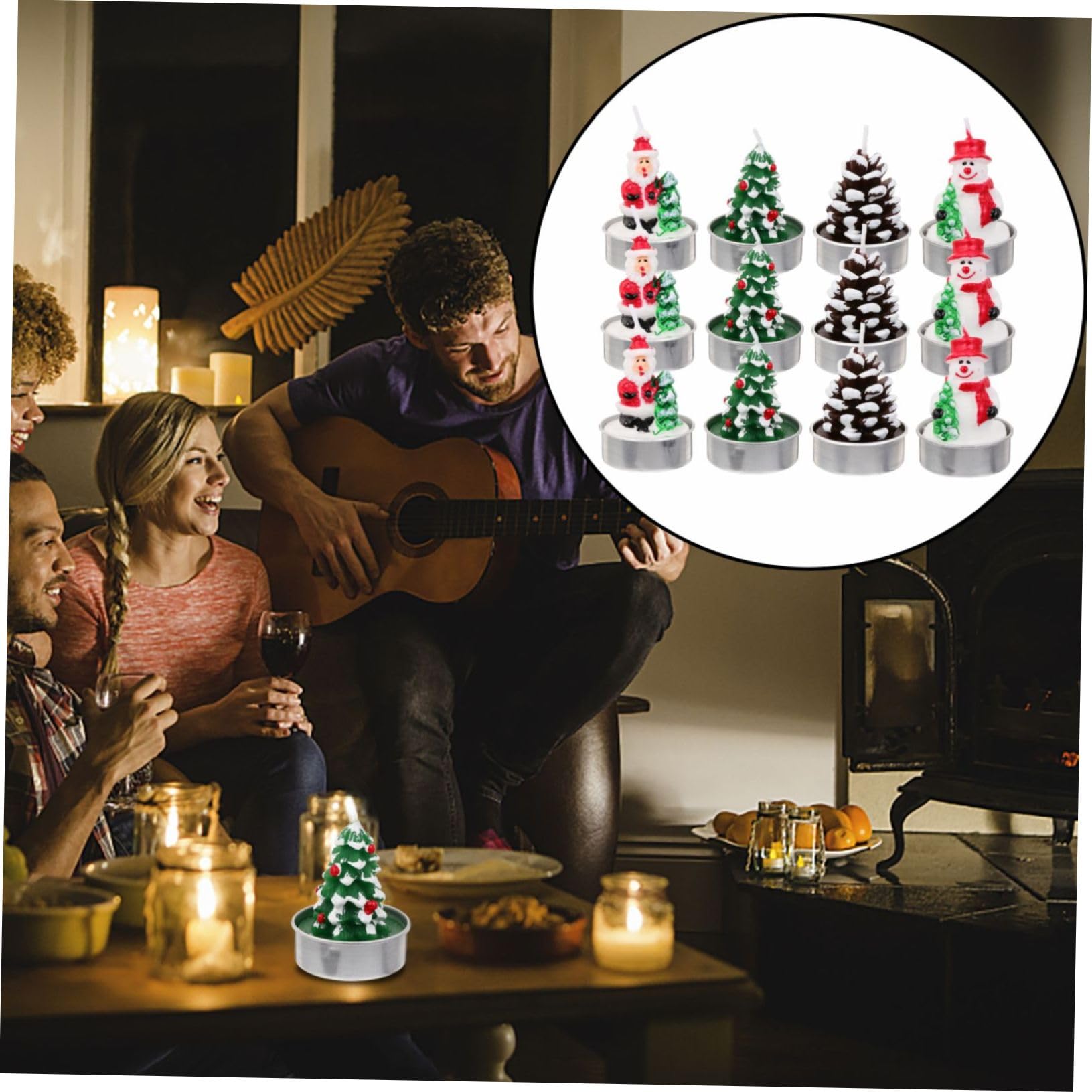 RORPOIR 12pcs Adorable Cartoon Christmas Candles for Festive Home Decor Vivid Xmas Candle for Holiday Parties Weddings and Birthdays for Adding Atmosphere